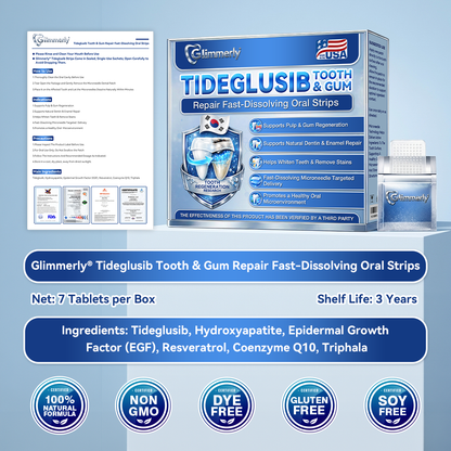 Glimmerly® 🦷 Tideglusib Fast‑Dissolving Tooth & Gum Repair Oral Strips 👀 (Supports tooth repair and helps relieve gum discomfort and other common oral concerns)